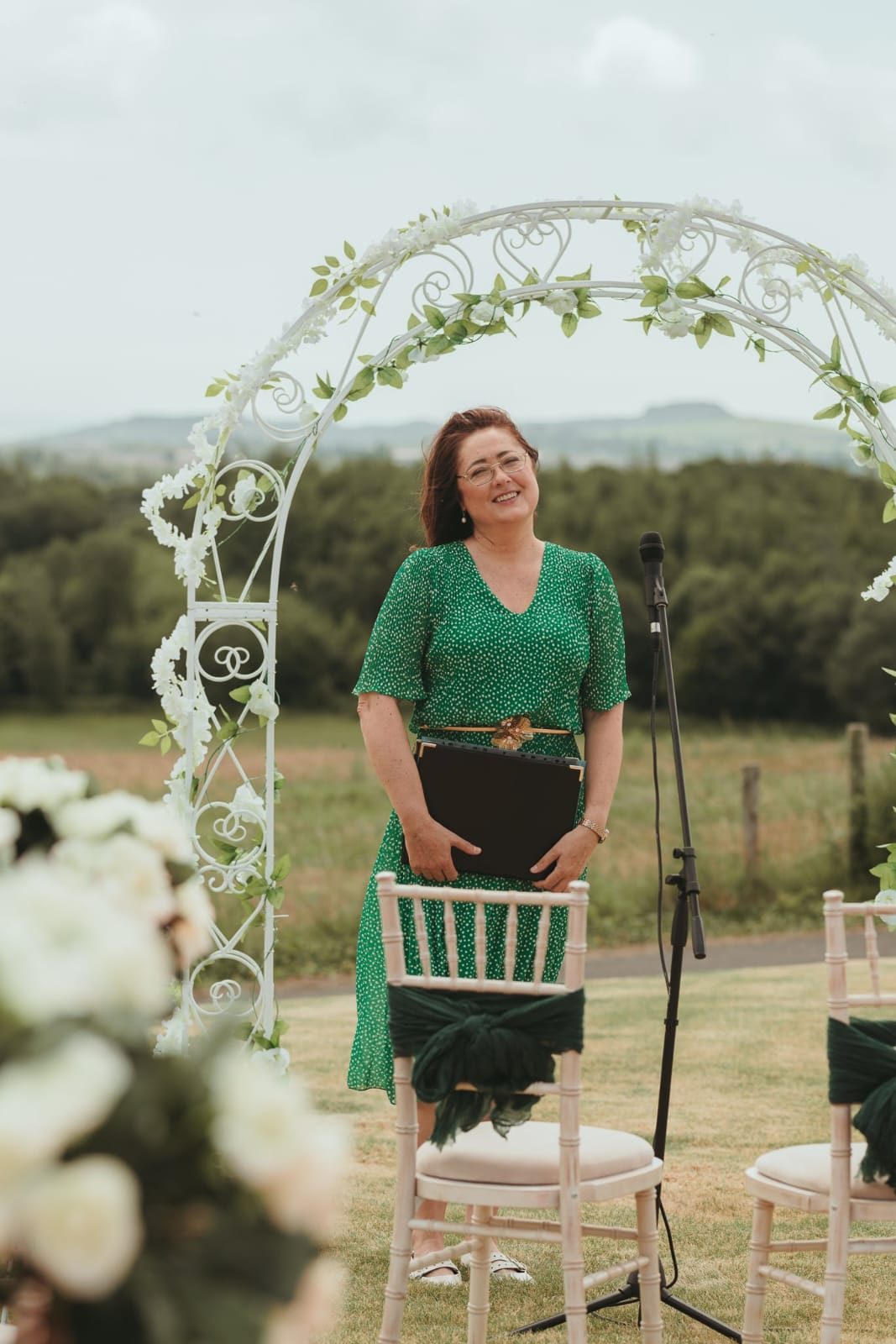 Mairead Vaughan on a garden lawn
